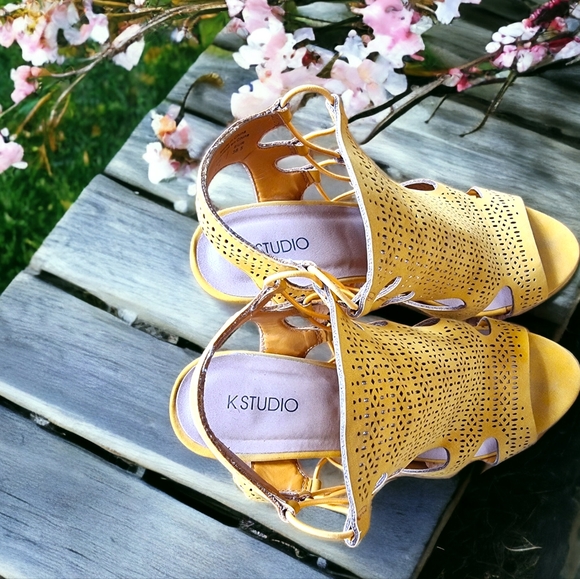 K Studio Slip-On Cut Out Sandals with Heels. - Picture 7 of 9